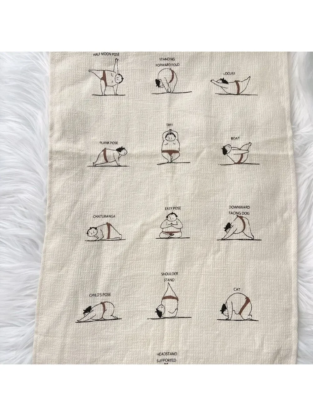 Kontex Imabari Japan Sumo Wrestler Yoga Poses Hand Towel 13x40 Funny Cotton